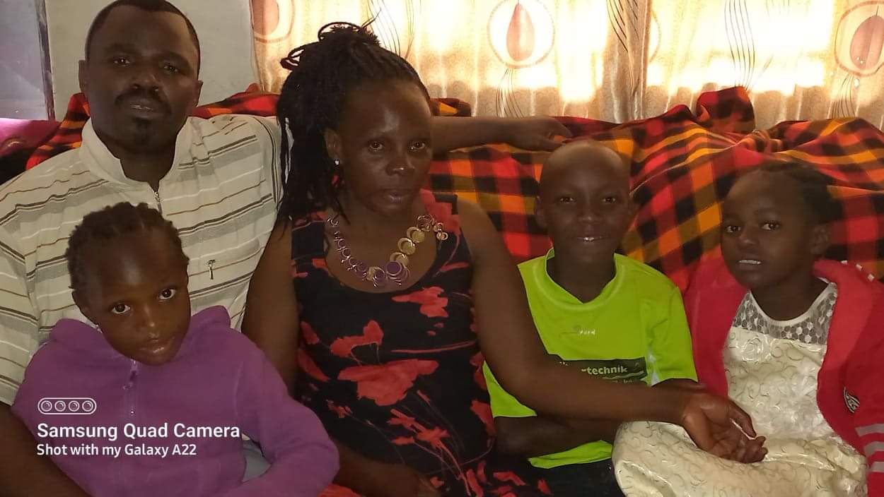 A family seated together at home